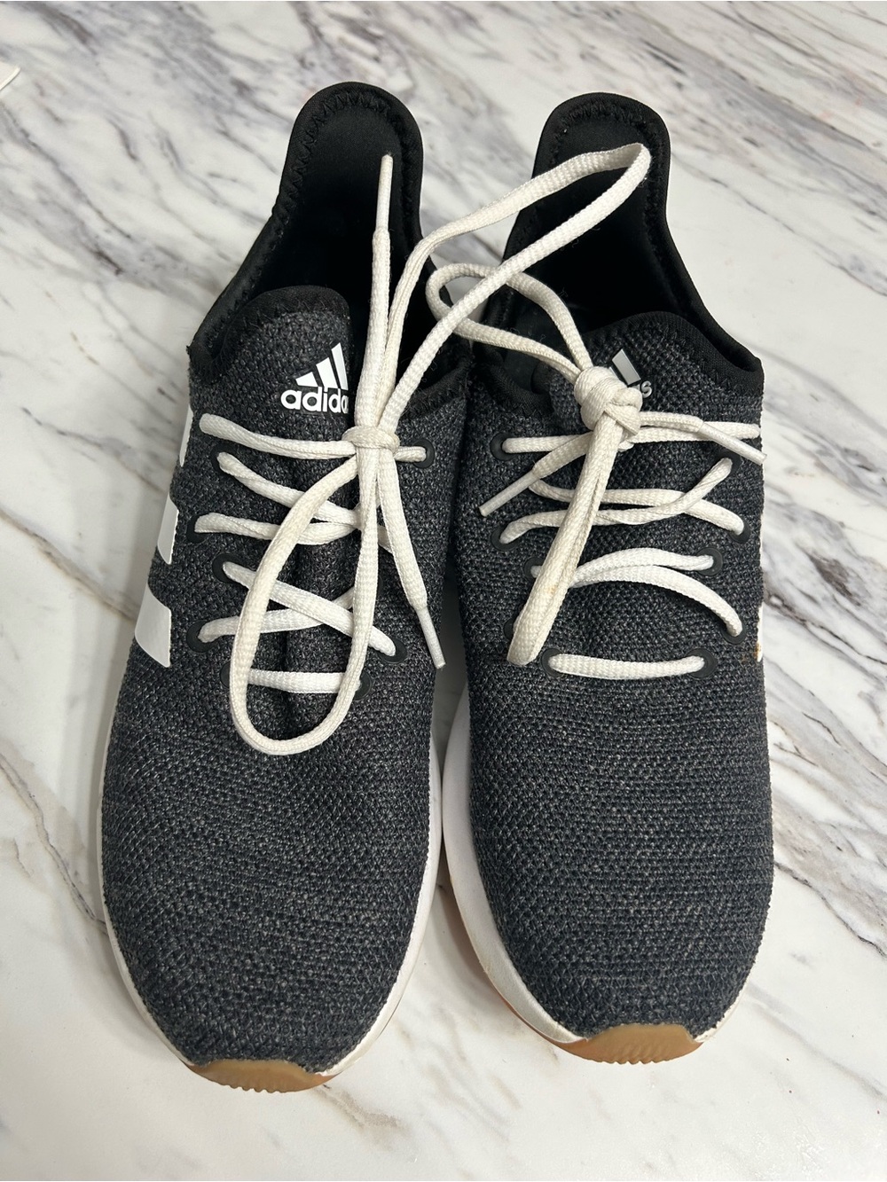 adidas Women’s Black Knit Sneakers with White Laces